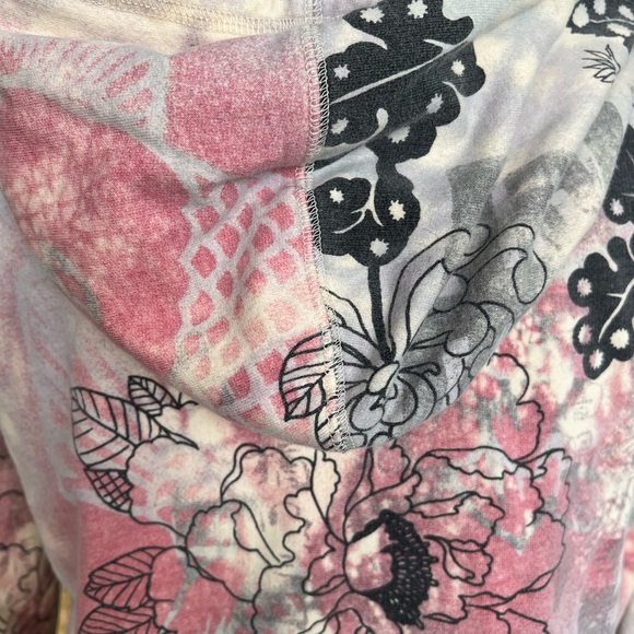 Lucky Brand Floral Zip-Up Hoodie - Pink and Gray Y2K vintage Sz M - Picture 3 of 6